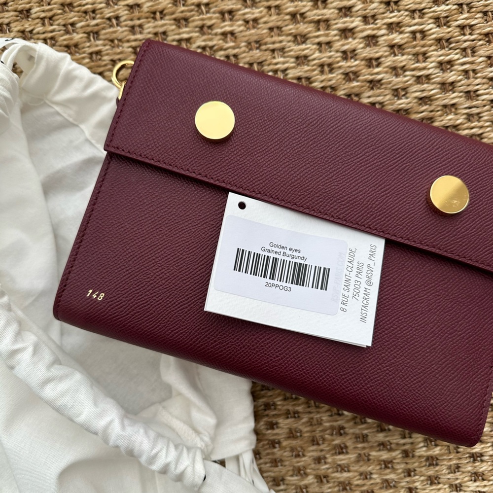 RSVP Burgundy Crossbody Bag with Gold Accents